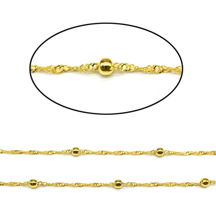 Pendant chain "bindweed with balls" metal color gold, 42cm