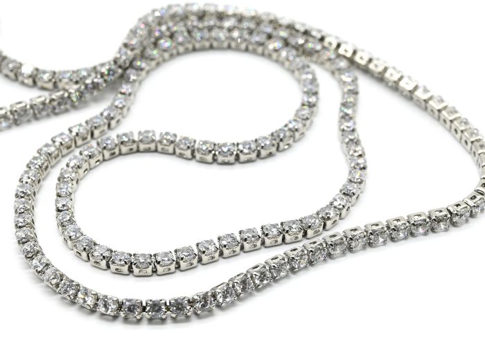 Choker chain with rhinestones color silver, 33cm