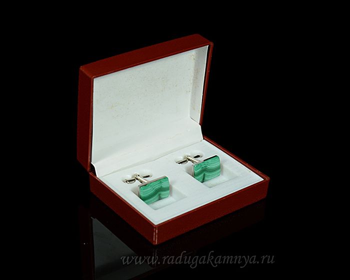 Cufflinks made of malachite, 18*12mm