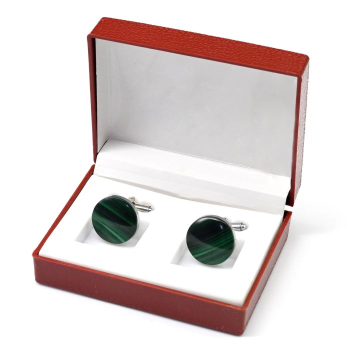 Cufflinks made of malachite, 18*18mm