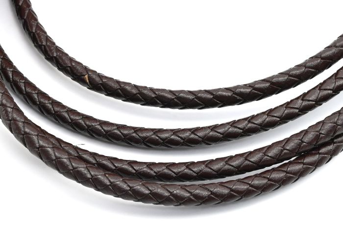 Cord "Pigtail" made of eco-leather color brown, 5mm, price per meter