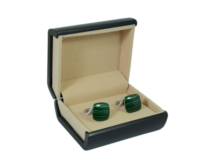 Cufflinks made of malachite, 16*16mm