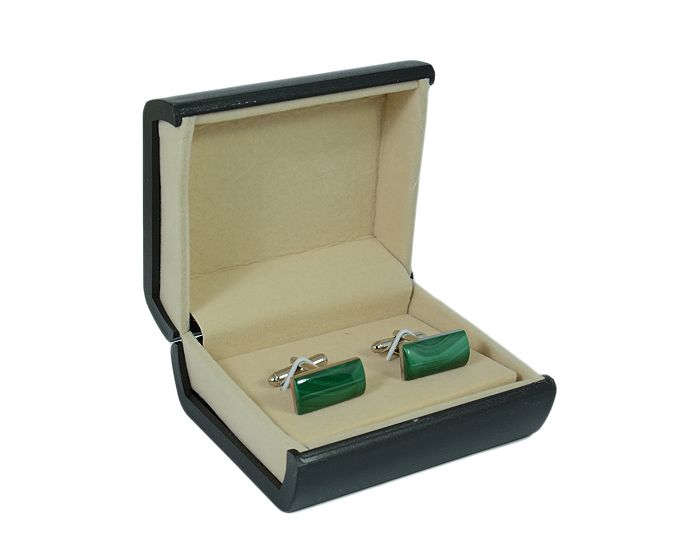 Cufflinks made of malachite, 20*10mm