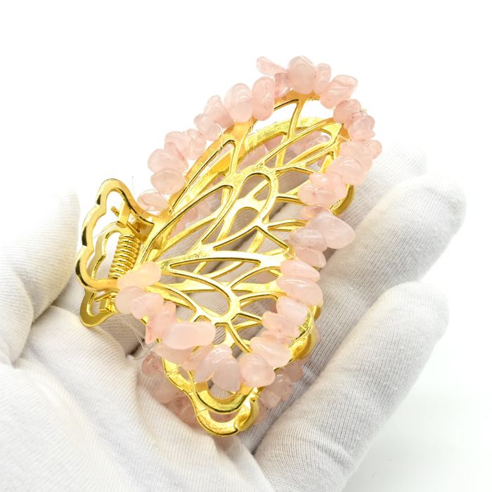 Butterfly crab hairpin with Rose quartz 8*5*3,5 See