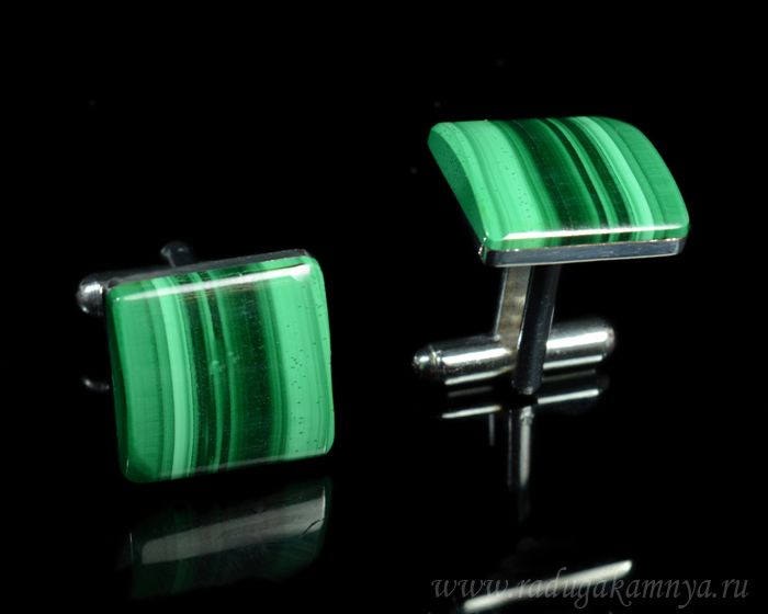 Cufflinks made of malachite, 17*17mm