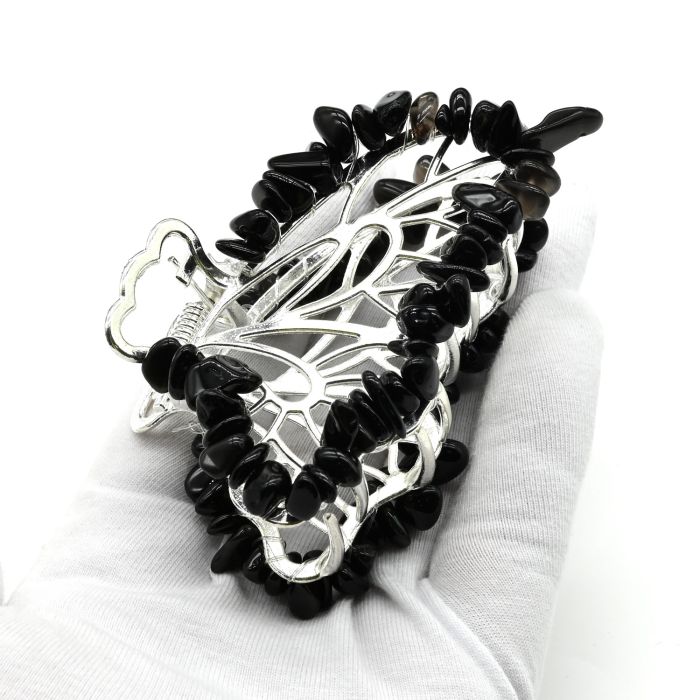 Butterfly crab hairpin with Obsidian 8*5*3,5 See