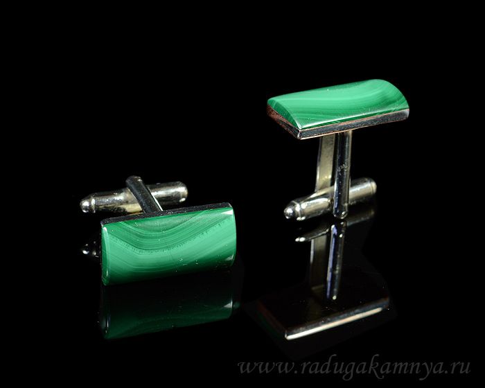 Cufflinks made of malachite, 20*10mm