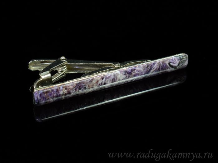 Charoite Tie Clip 58*6mm, silver