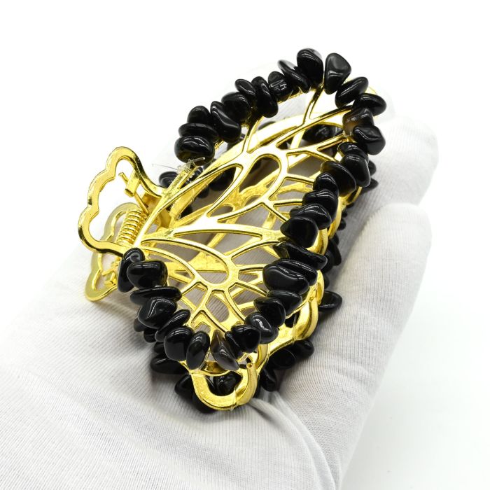 Butterfly crab hairpin with Obsidian 8*5*3,5 See