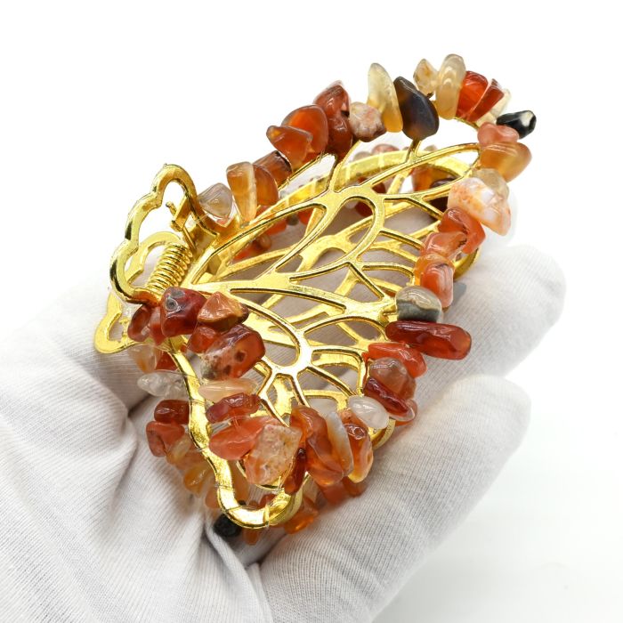 Crab hair clip butterfly with carnelian 8*5*3,5 See