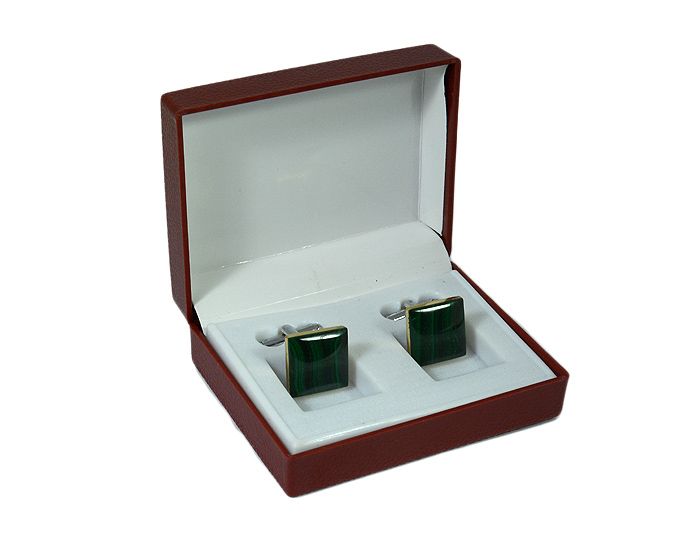 Cufflinks made of malachite, 15*15mm.