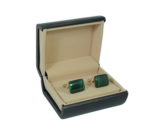 Cufflinks made of malachite, 18*14mm