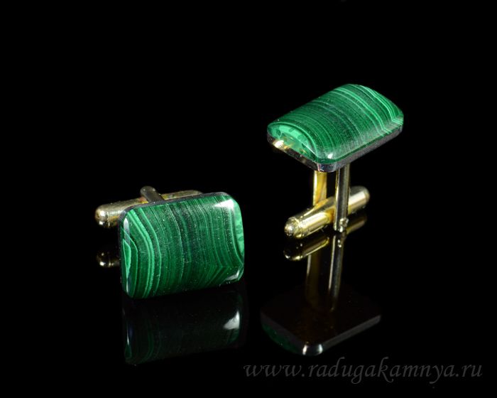 Cufflinks made of malachite, 18*14mm