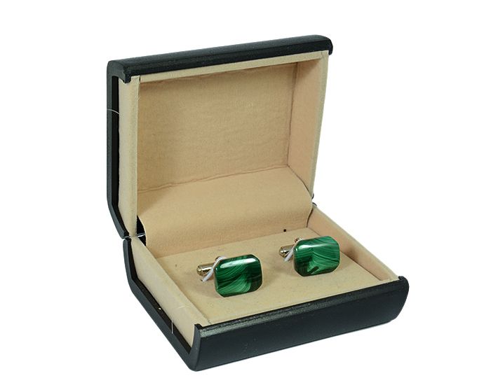 Cufflinks made of malachite, 16*13mm