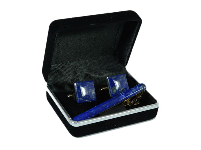 Lapis lazuli cufflinks and tie clip, 16*16mm, 60*7mm