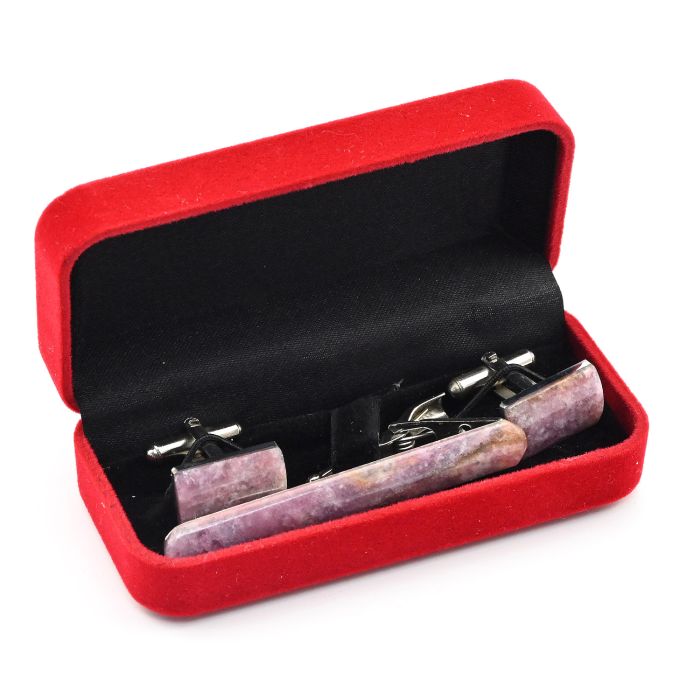 Cufflinks and tie clip made of tourmaline, 18*11mm, 61*8mm.