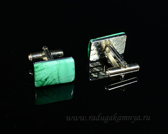 Cufflinks made of malachite, 18*12mm