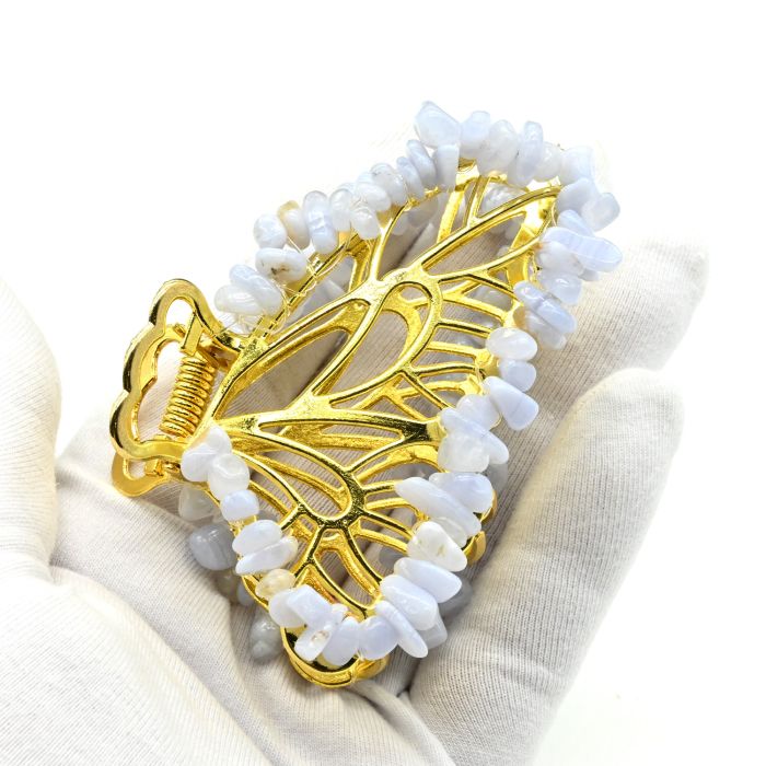 Butterfly crab hairpin with blue agate (sapphirine) 8*5*3,5 See