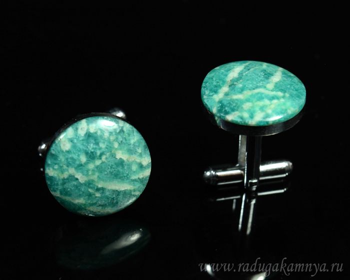 Amazonite cufflinks, 18*18mm.