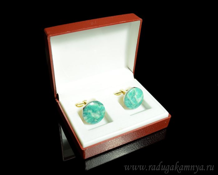 Amazonite cufflinks, 18*18mm.