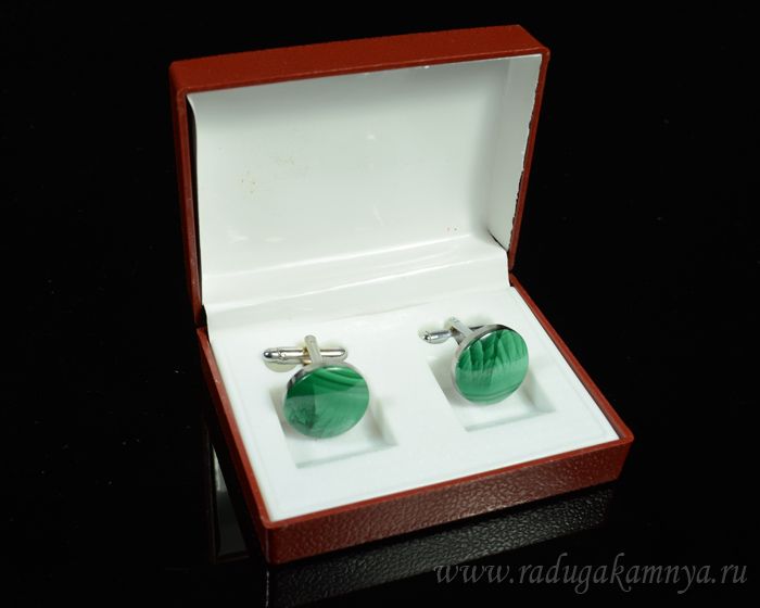 Cufflinks made of malachite, 17*17mm