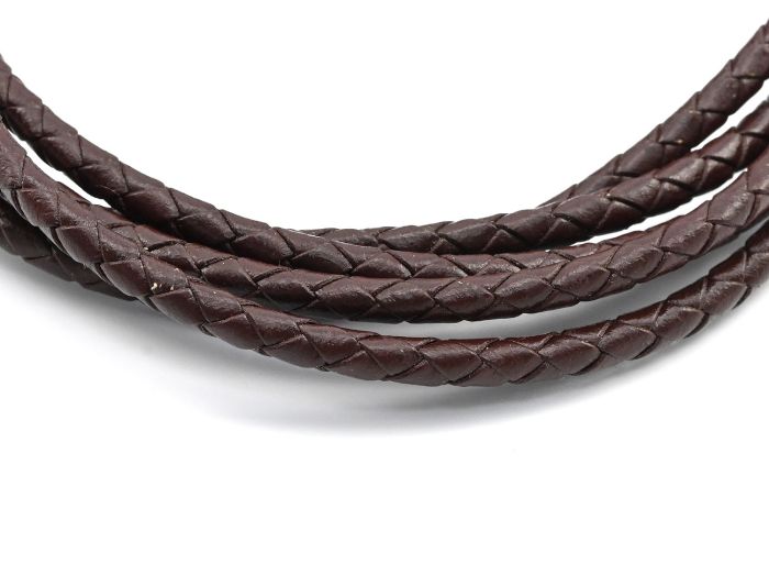 Cord "Pigtail" made of eco-leather color brown, 3.7mm, price per meter