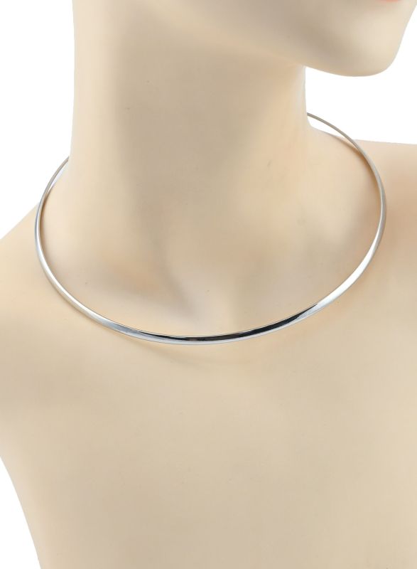 Choker for pendants and pendants, silver metal, 41cm