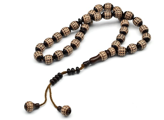 Rosary barrel 12*14mm color.chocolate, 33 beads, 48cm