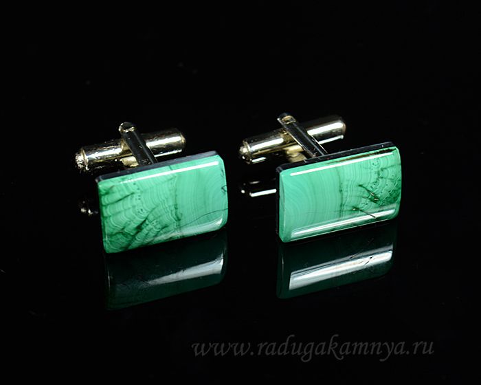 Cufflinks made of malachite, 18*12mm