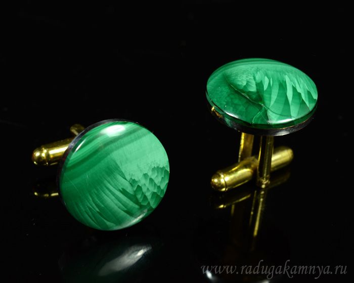 Cufflinks made of malachite, 17*17mm