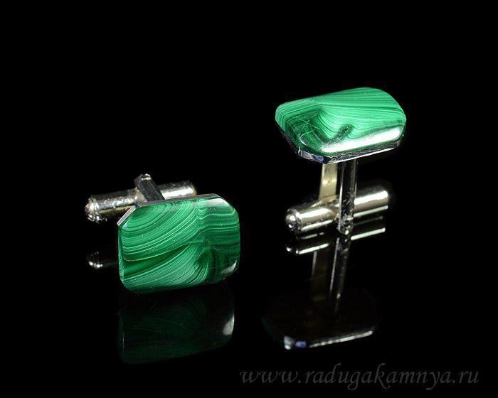 Cufflinks made of malachite, 16*13mm