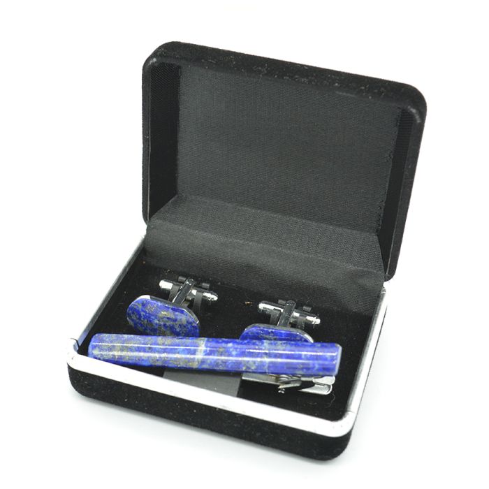 Lapis lazuli cufflinks and tie clip, 20*13mm, 62*8mm