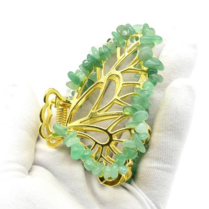 Butterfly crab hairpin with aventurine green 8*5*3,5 See