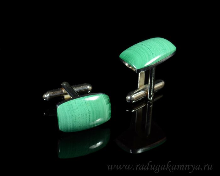 Cufflinks made of malachite, 17*11mm