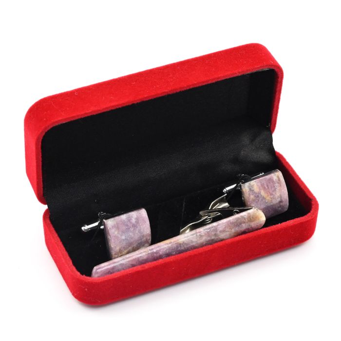 Cufflinks and tie clip made of tourmaline, 15*15mm, 61*8mm