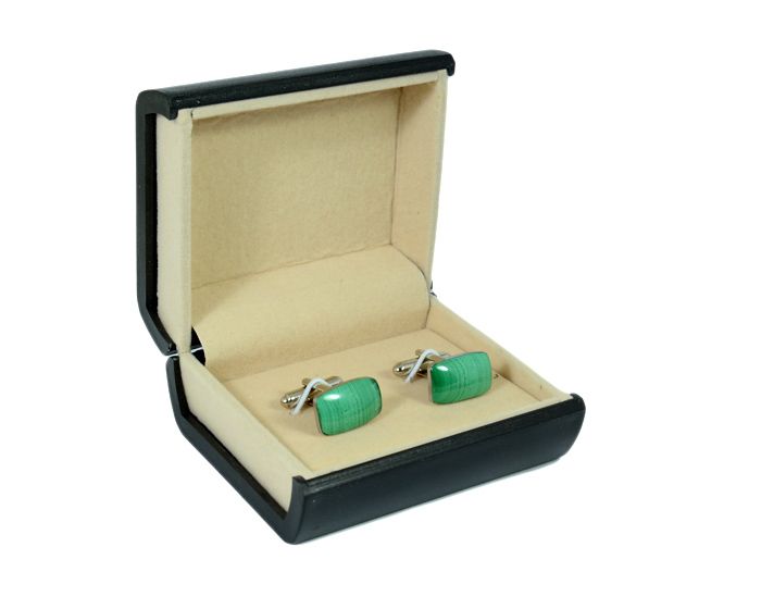 Cufflinks made of malachite, 17*11mm