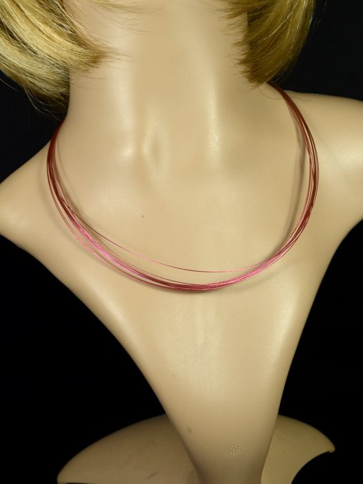 Choker for pendants and pendants 10 strands color dusty pink