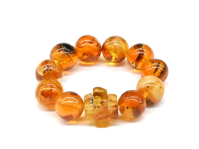 Amber rosary beads on the finger (finger beads) 8mm light cognac ball