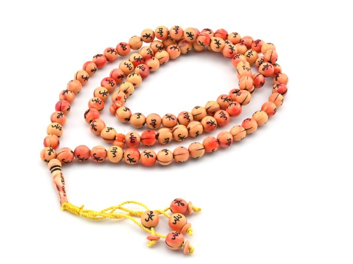 Muslim prayer beads 99 beads, 11mm peach blossom bead with arabica, 106cm