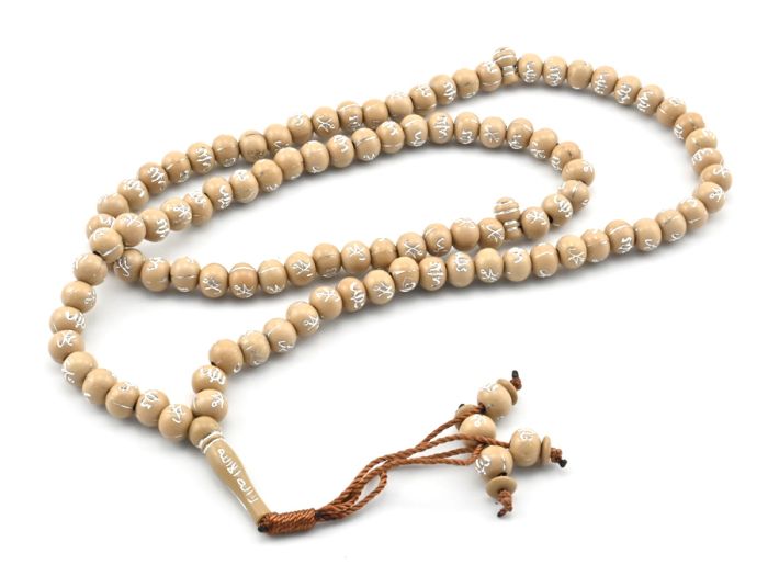 Muslim prayer beads 99 beads, a ball of 10mm color.beige with arabica, 80cm