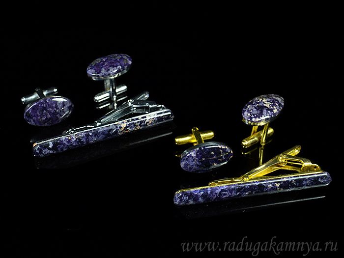 Cufflinks and clip made of fluorite, 21*12mm, 60*7mm