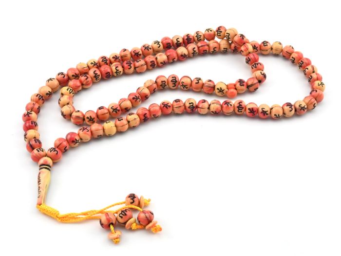 Muslim prayer beads 99 beads, 10mm colored peach bead with arabica, 80cm