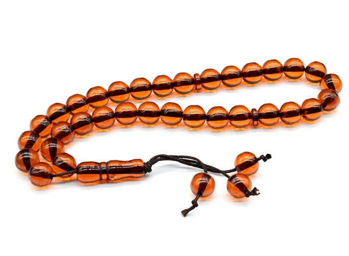 Artificial amber Rosary beads 14mm cognac, 48cm