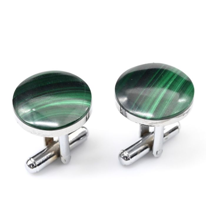 Cufflinks made of malachite, 18*18mm