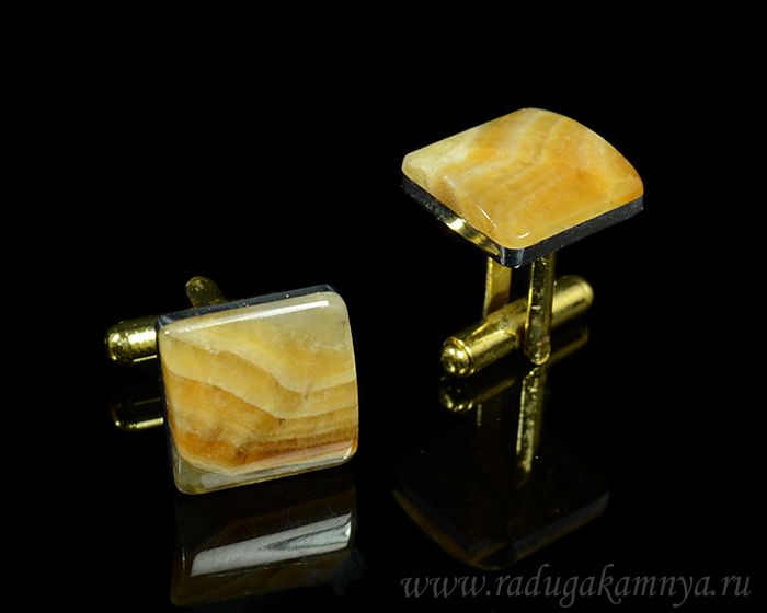 Cufflinks made of onyx, 15*15mm