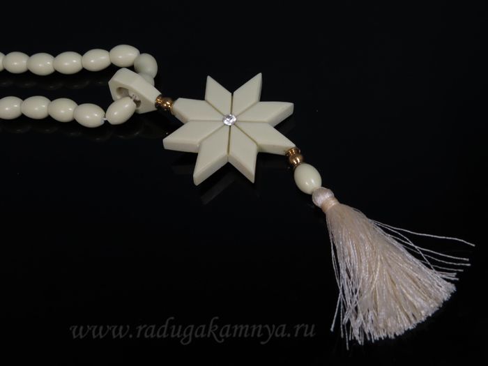 Bone rosary "Star with Jesus" olives 11*13mm, 50cm